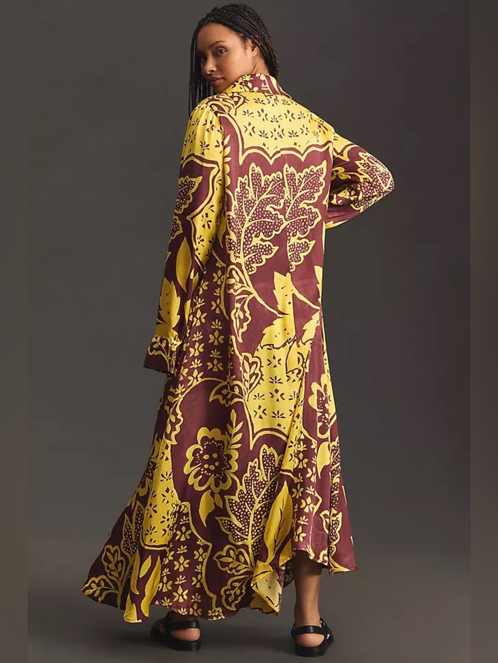 Anthropologie Corey Lynn Calter Long-Sleeve Floral Printed Long Shirt Dress